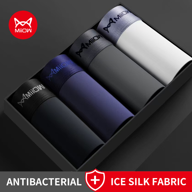 Boxer Shorts Modal - MiiOW 4Pcs Ice Silk Men Boxer