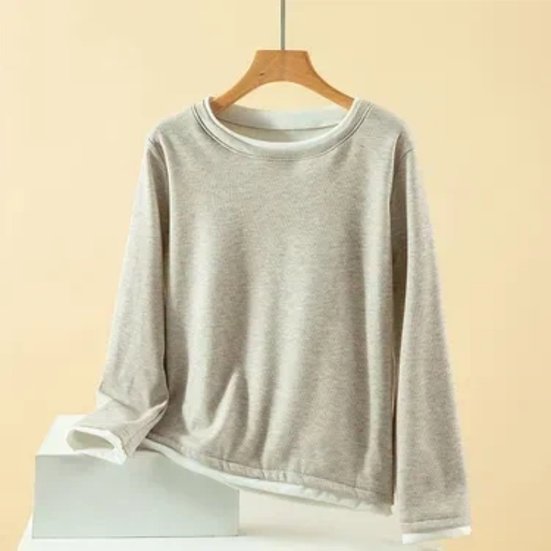 Women Plus Size Fake Two Piece - огляд і ціна Undershirt Crew Neck