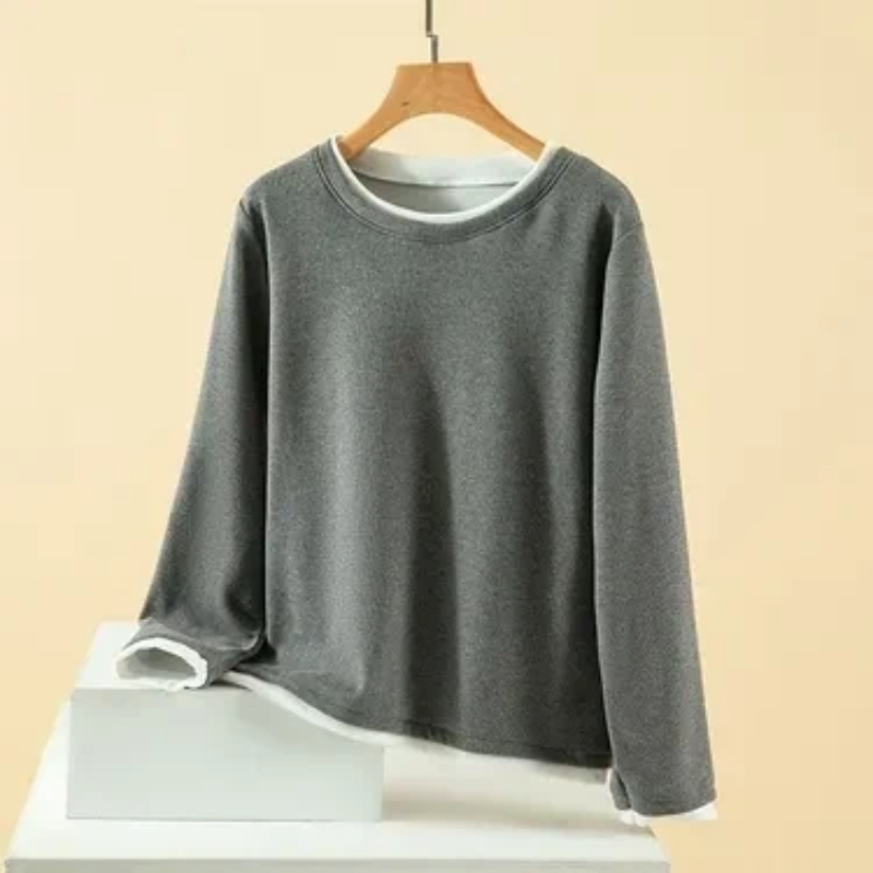 Women Plus Size Fake Two Piece - огляд і ціна Undershirt Crew Neck