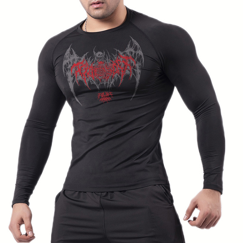 Skull Wings Print Long Sleeve  - огляд і ціна Base Layer Top